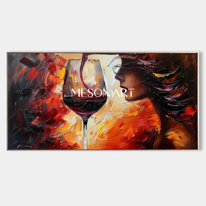 Large Wine And Girl Abstract Canvas Art For Sale Red Wine Wine Cooler Wall Art Decoration Painting
