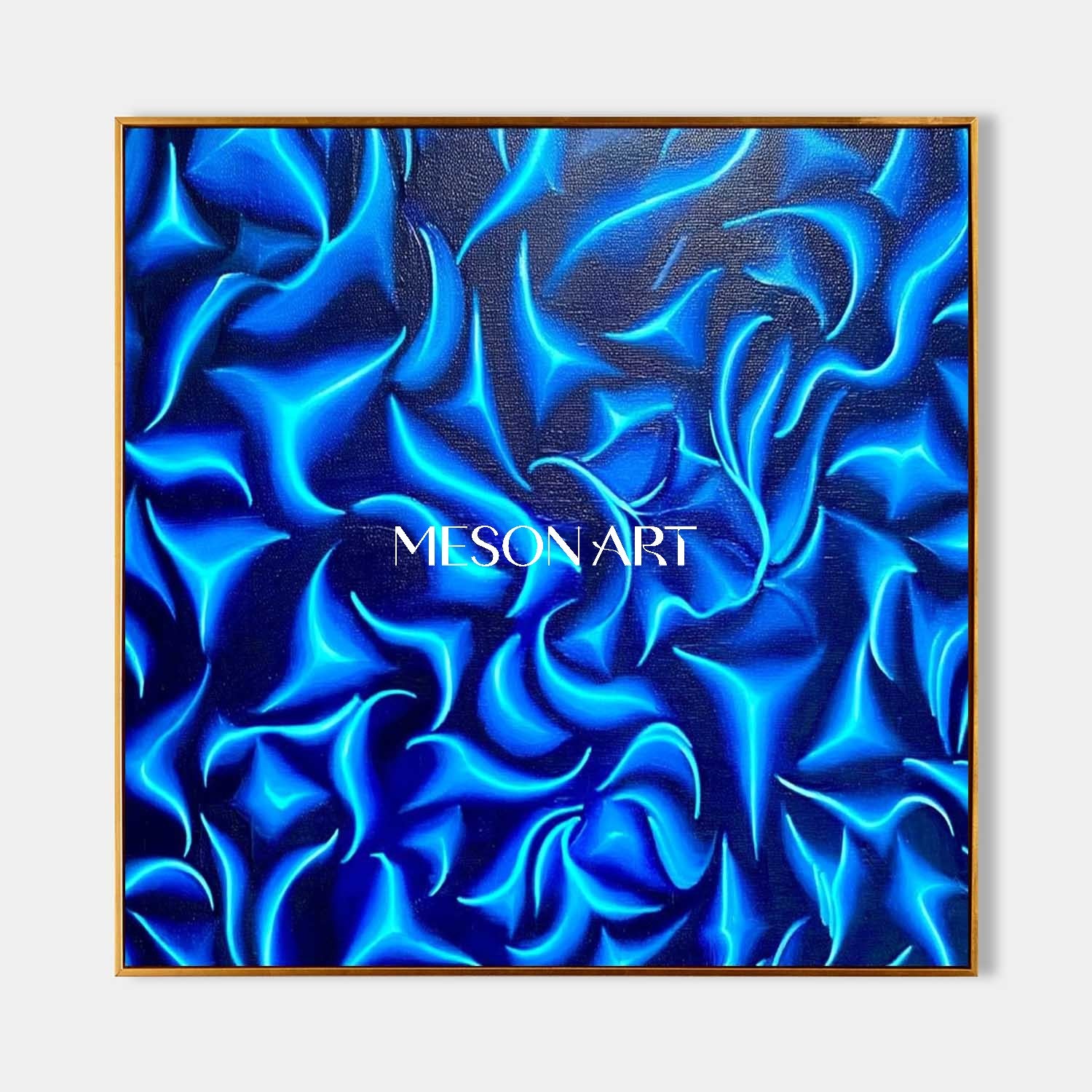 Large Blue Abstract Textured Painting Modern Wall Art for Living Room