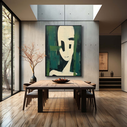 Green Abstract Art On Canvas Green Minimalist Abstract Oil Painting Wabi Sabi Art Wall Decoration
