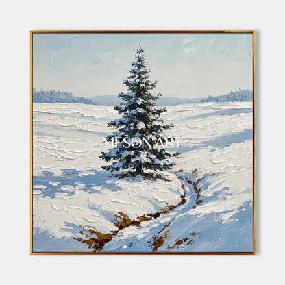  Textured Snowy Christmas Tree Ready to Hang Modern Wall Art Decor