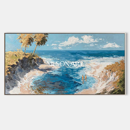 Large 3D Seaside Beach Abstract Art Coastal Vacation Canvas Wall Art Decoration For Sale