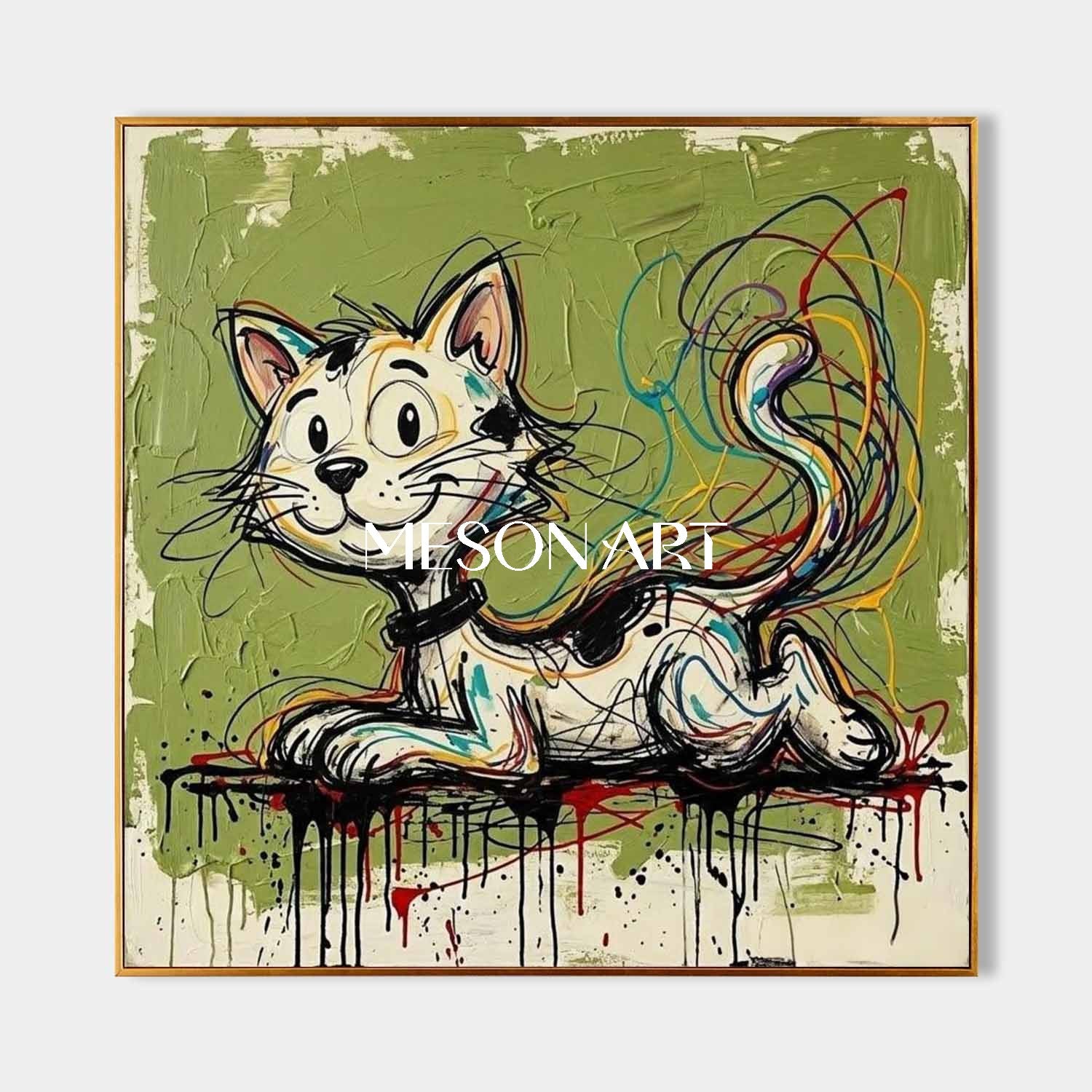 Square Pet Painting Plaster 3D Wall Art Contemporary Whimsical Pet Canvas Pop Artwork
