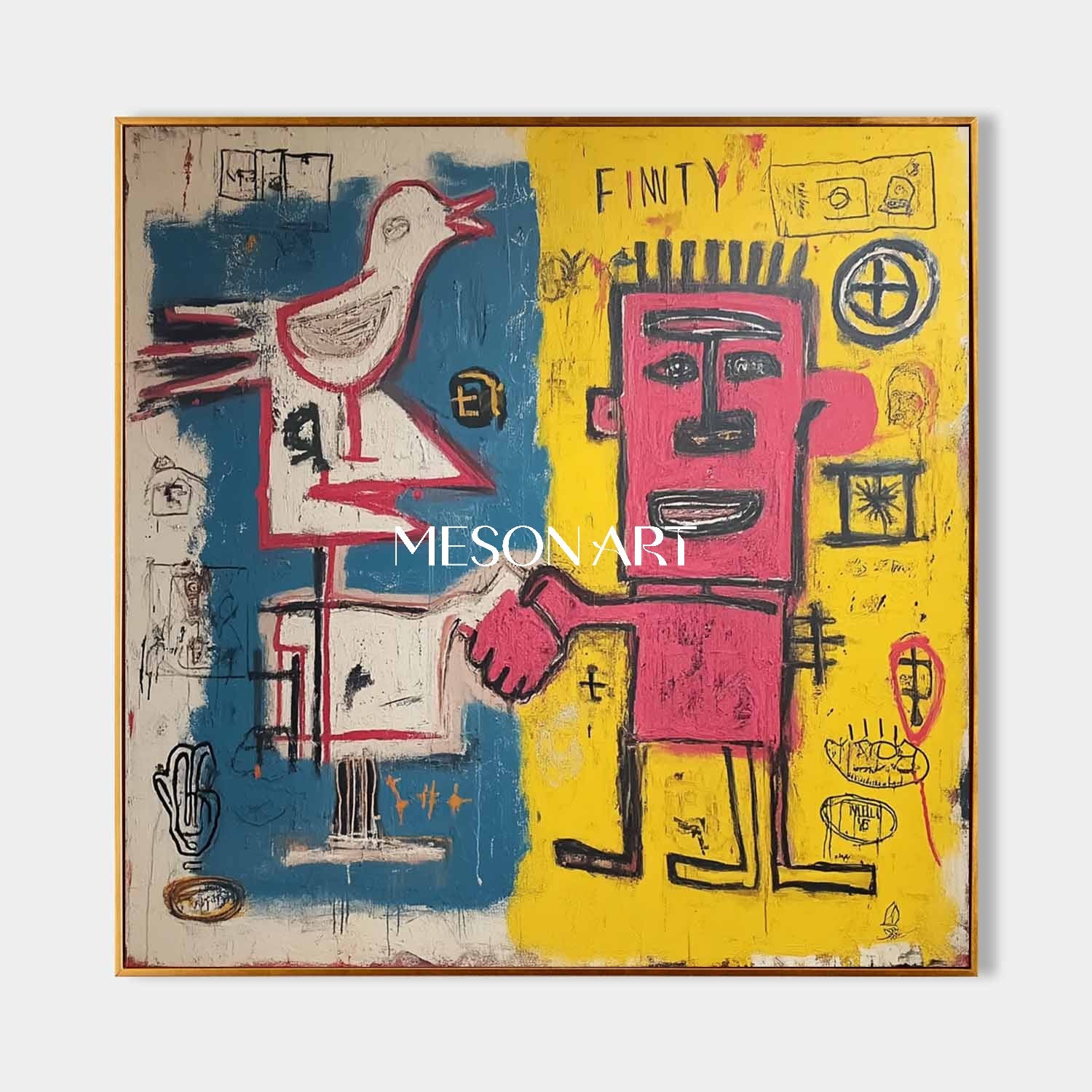 Pop Canvas Basquiat Abstract Graffiti Painting Bedroom Wall Art Handmade