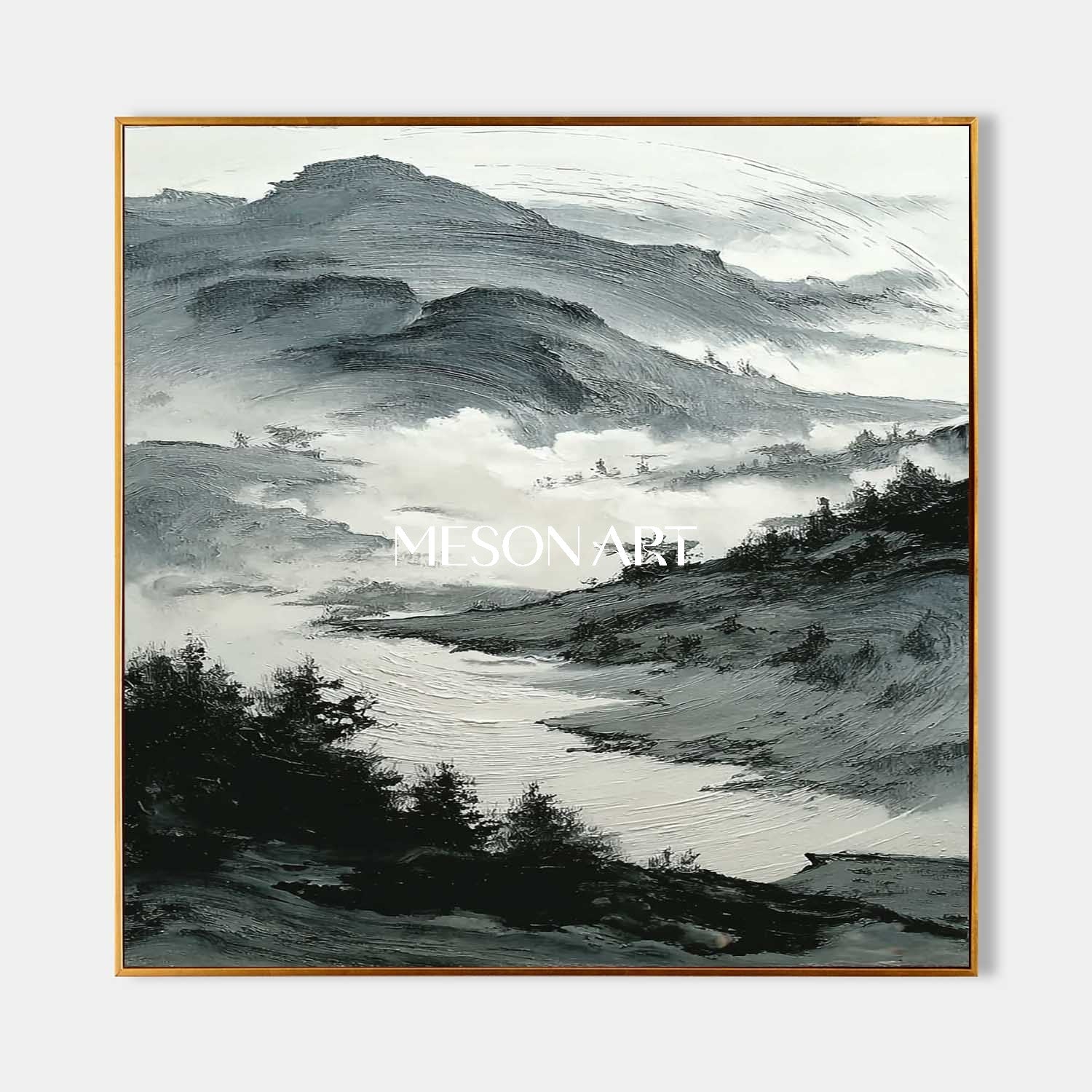 Buy Original White Black Wabi-Sabi Abstract Landscape Texture Wall Art