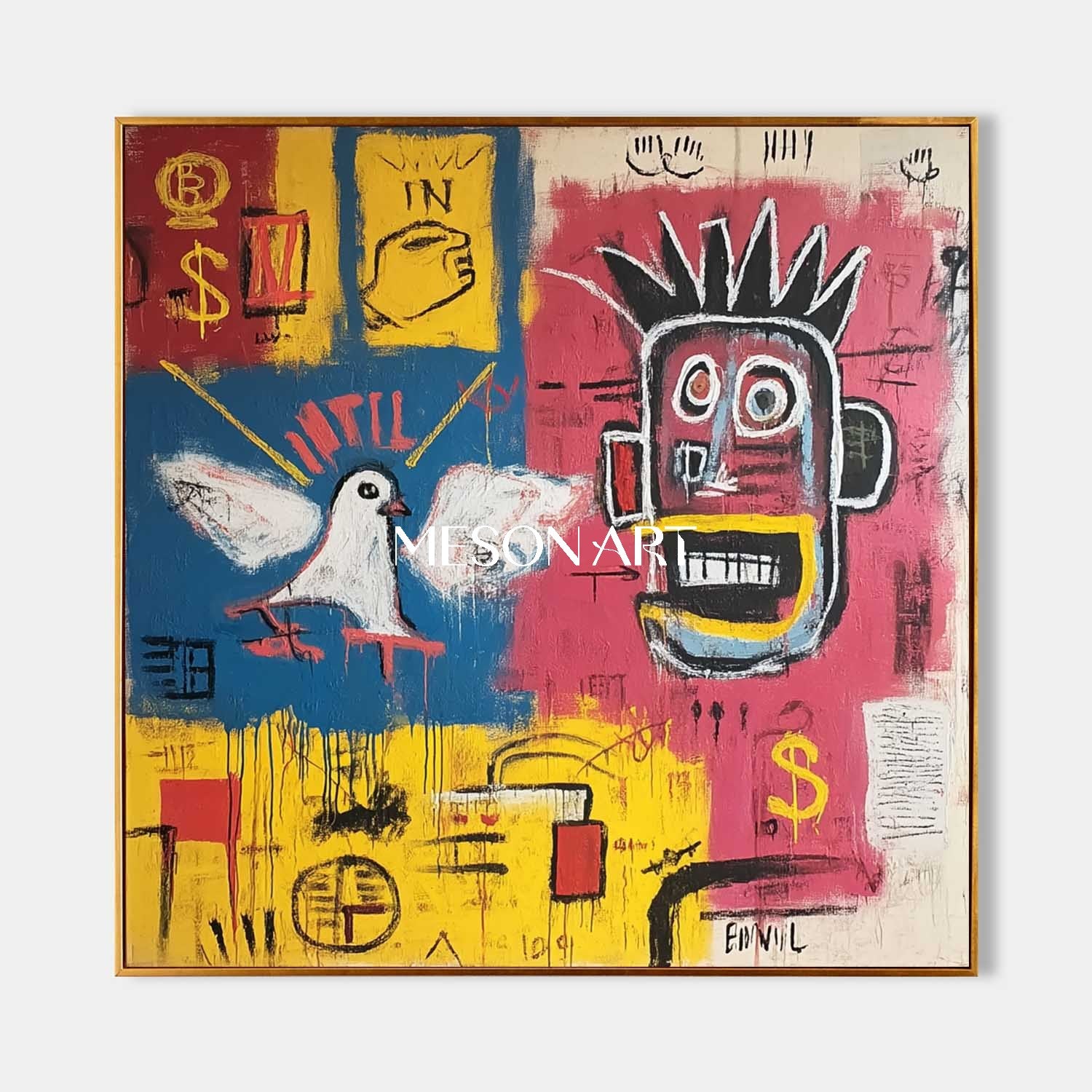 Abstract Street Art Painting Basquiat Inspired Raw & Edgy Living Room