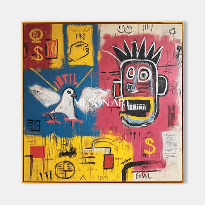 Abstract Street Art Painting Basquiat Inspired Raw & Edgy Living Room