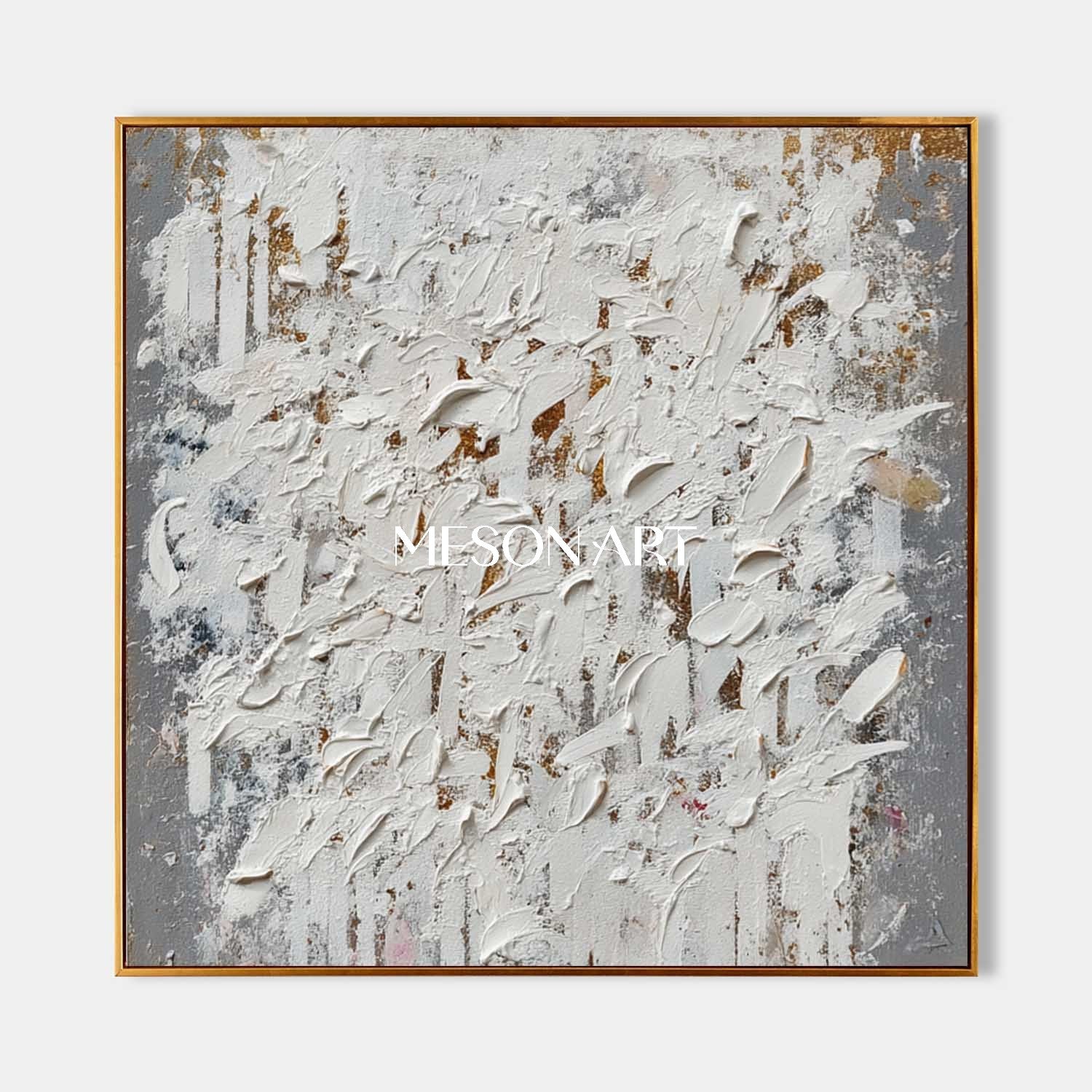 Modern Wabi-Sabi Abstract Wall Decor Handmade Textured Grey White Canvas