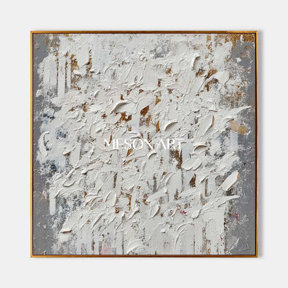Modern Wabi-Sabi Abstract Wall Decor Handmade Textured Grey White Canvas