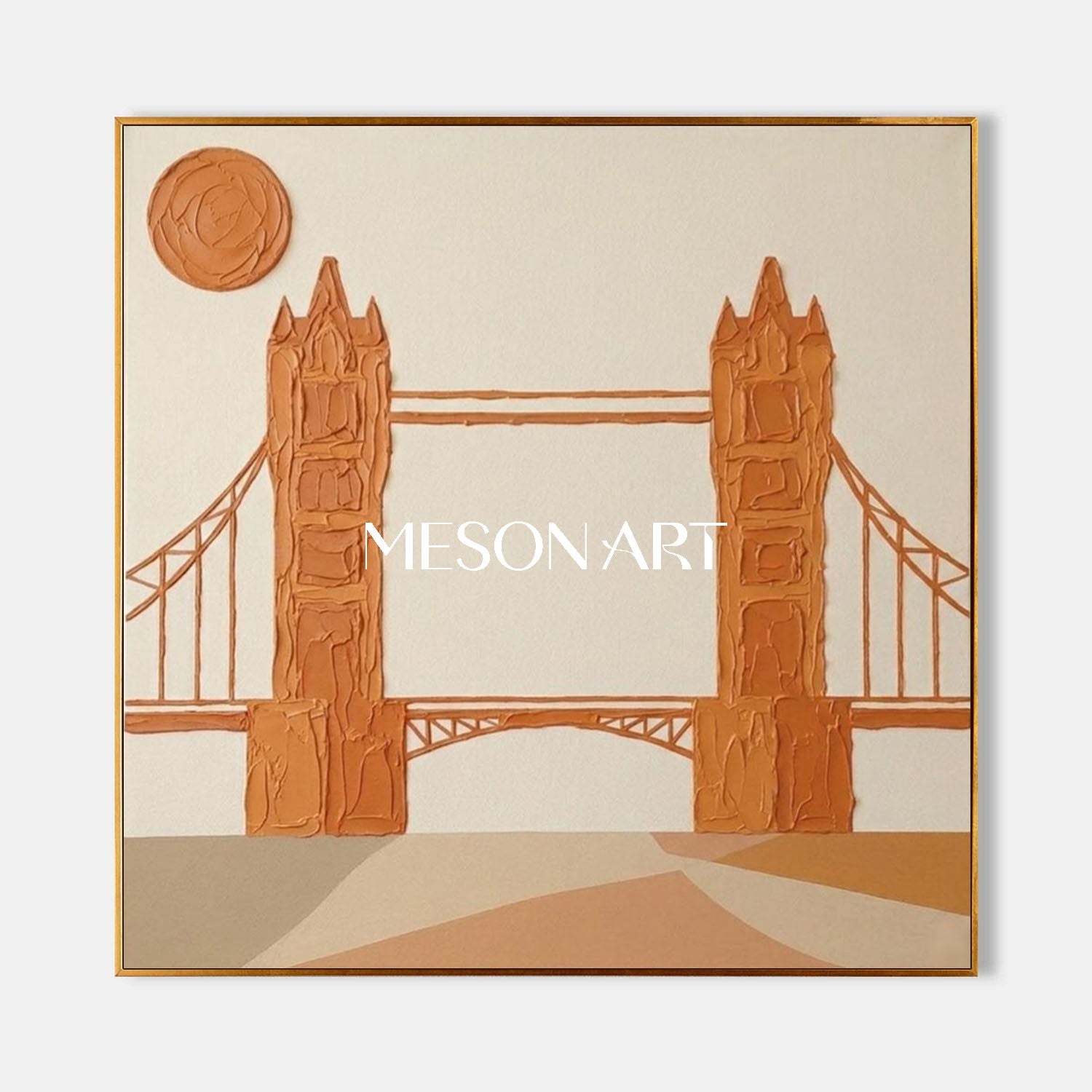 Square London Bridge Wall Art Abstract Geometric Bridge Fine Art Minimalist Cityscape Painting