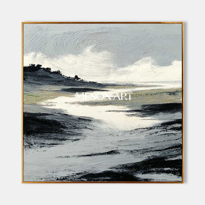 Minimalist Abstract Wall Art Hand-Painted Textured Canvas Living Room