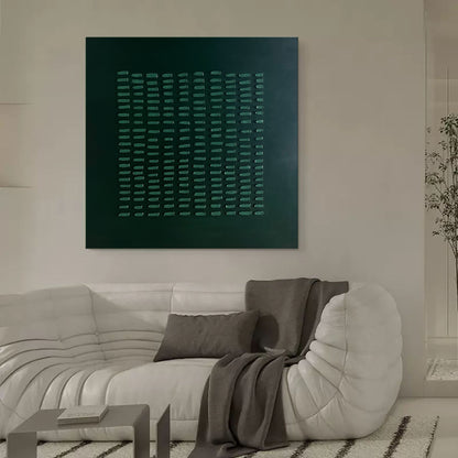 Wabi Sabi Wall Art Green Painting Green Abstract Art Canvas Minimalist Painting 3D Texture Wall Art