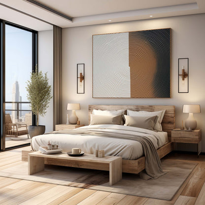 3D White Plaster Abstract Art Canvas White Plaster Texture Painting Large White and Brown Wall Art