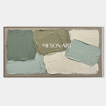 Sage Green Wall Art Abstract Color Block Painting Textured Canvas Painting