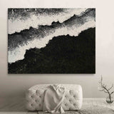 3D Large Black and White Ocean Waves Beach Canvas Art Black Beach Canvas Painting Beach Wall Art