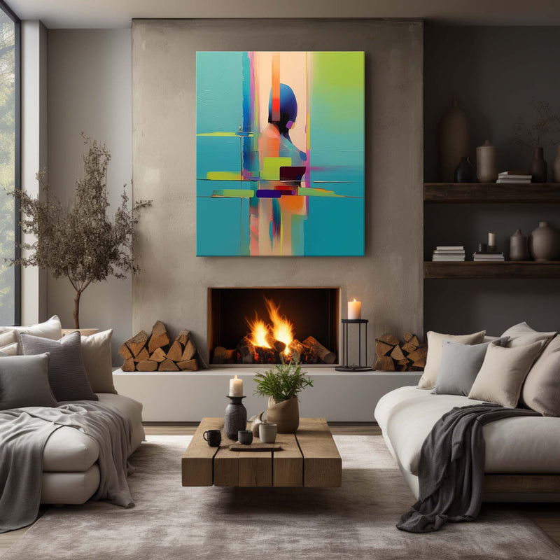 Abstract Palette Art On Canvas Abstract People Back View Oil Painting ...
