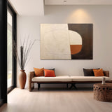 Large Beige and Brown Minimalist Wall Painting Beige and Brown Minimalist Oil Painting Wabi Sabi Art