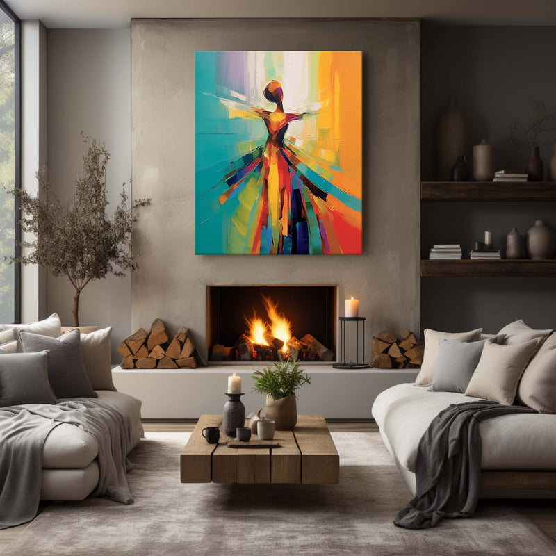 Large Abstract Oil Painting of Dancing Girl Dancing Girl Art on Canvas Dancing Girl Canvas Wall Art