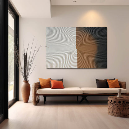 3D White Plaster Abstract Art Canvas White Plaster Texture Painting Large White and Brown Wall Art
