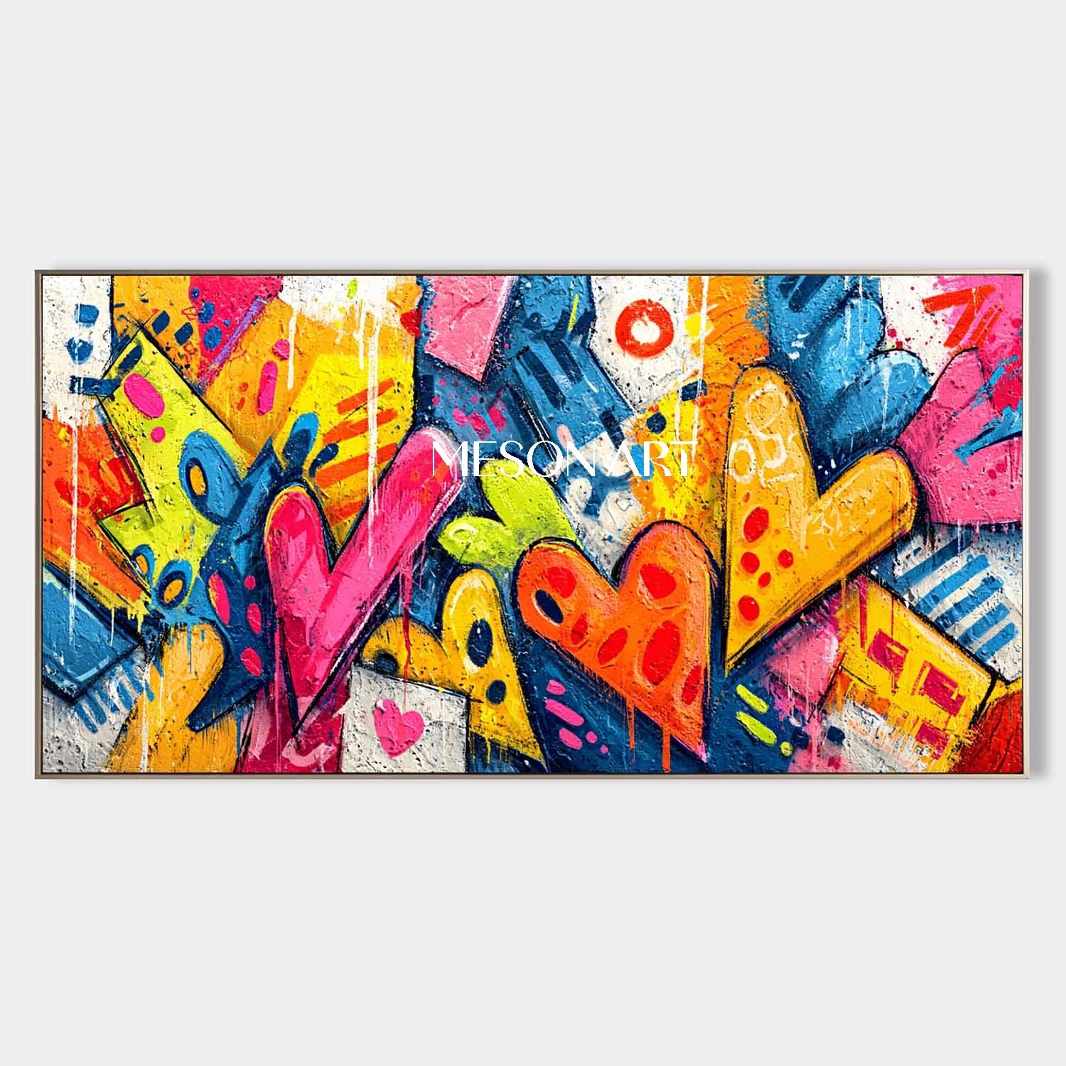 Large heart shaped cartoon graffiti abstract art Heart shaped graffiti home wall art decor ideas