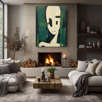 Green Abstract Art On Canvas Green Minimalist Abstract Oil Painting Wabi Sabi Art Wall Decoration