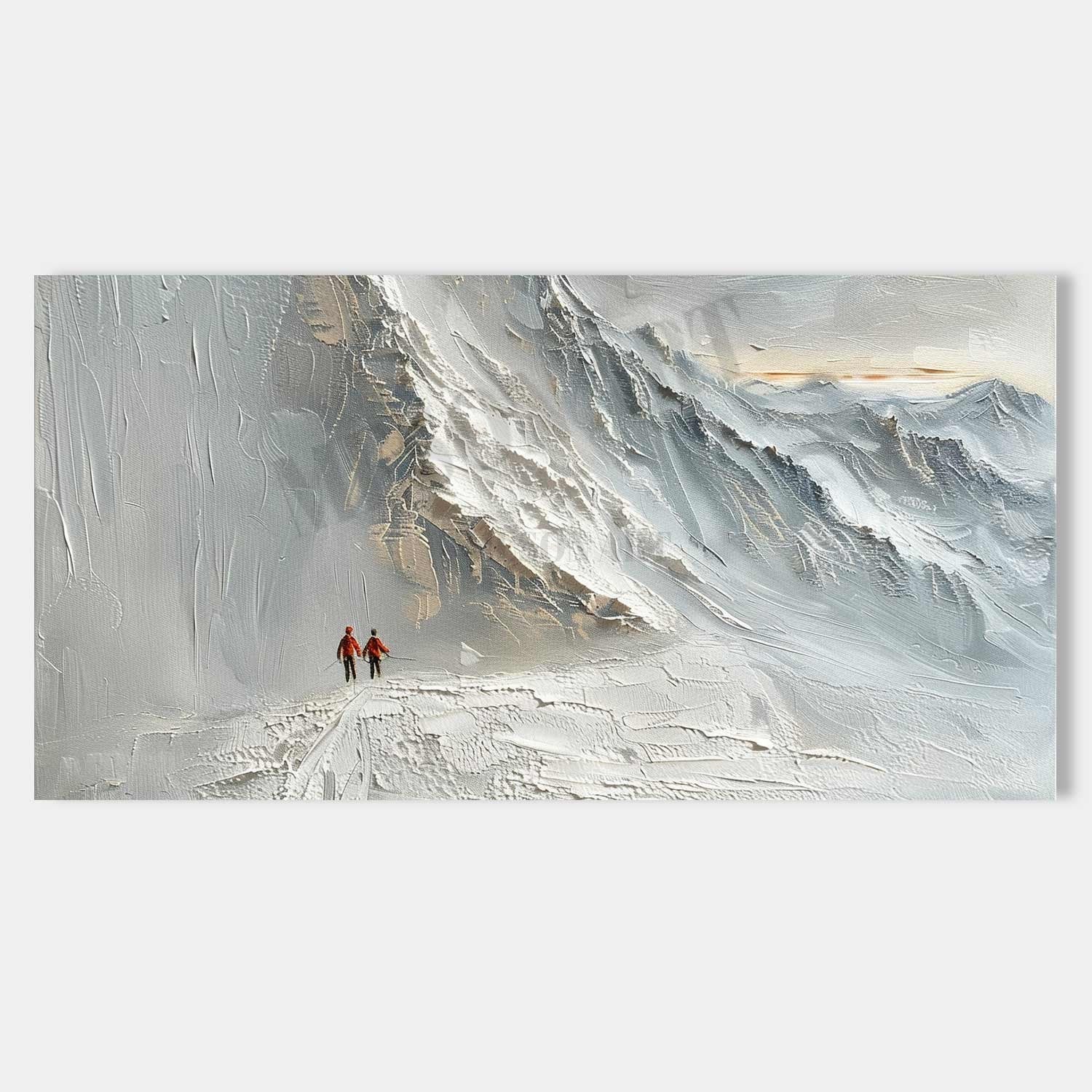 Large 3D White Snow Mountain Texture Painting White Snow Mountain Canvas Wall Art White Plaster Art