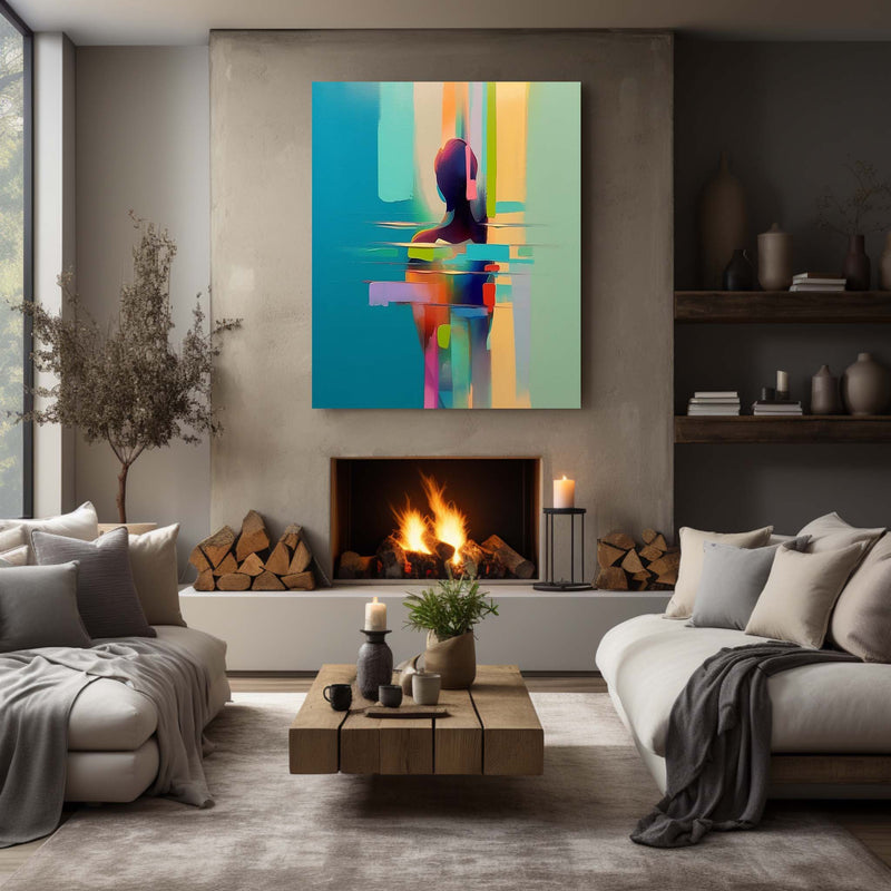 Colorful Abstract Woman Back View Canvas Art Palette Wall Art Entrance Abstract Decor Wall Painting