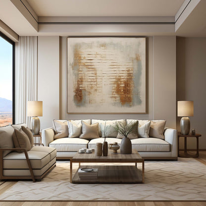 Large Beige Minimalist Wall Art Wabi-Sabi Art Beige Abstract Art Canvas Modern Minimalist Wall Art