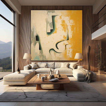 Large Beige and Orange Minimalistic Wall Painting Beige and Orange Texture Abstract Canvas Art