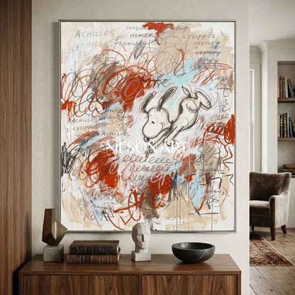 Original Abstract Scribble Art Handmade Graffiti Snoopy Canvas Kids Room