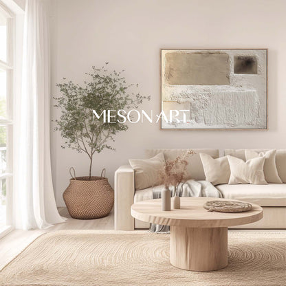 Wabi-Sabi Textured Beige Wall Art Minimalist Neutral Painting for Modern Home Decor