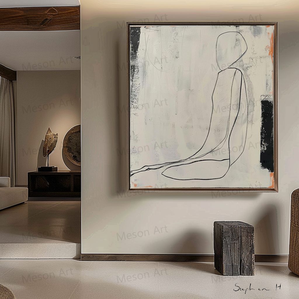Large Minimalist Line Abstract Art Minimalist Character Abstract Art Minimalist Bedroom Wall Decoration Oil Painting