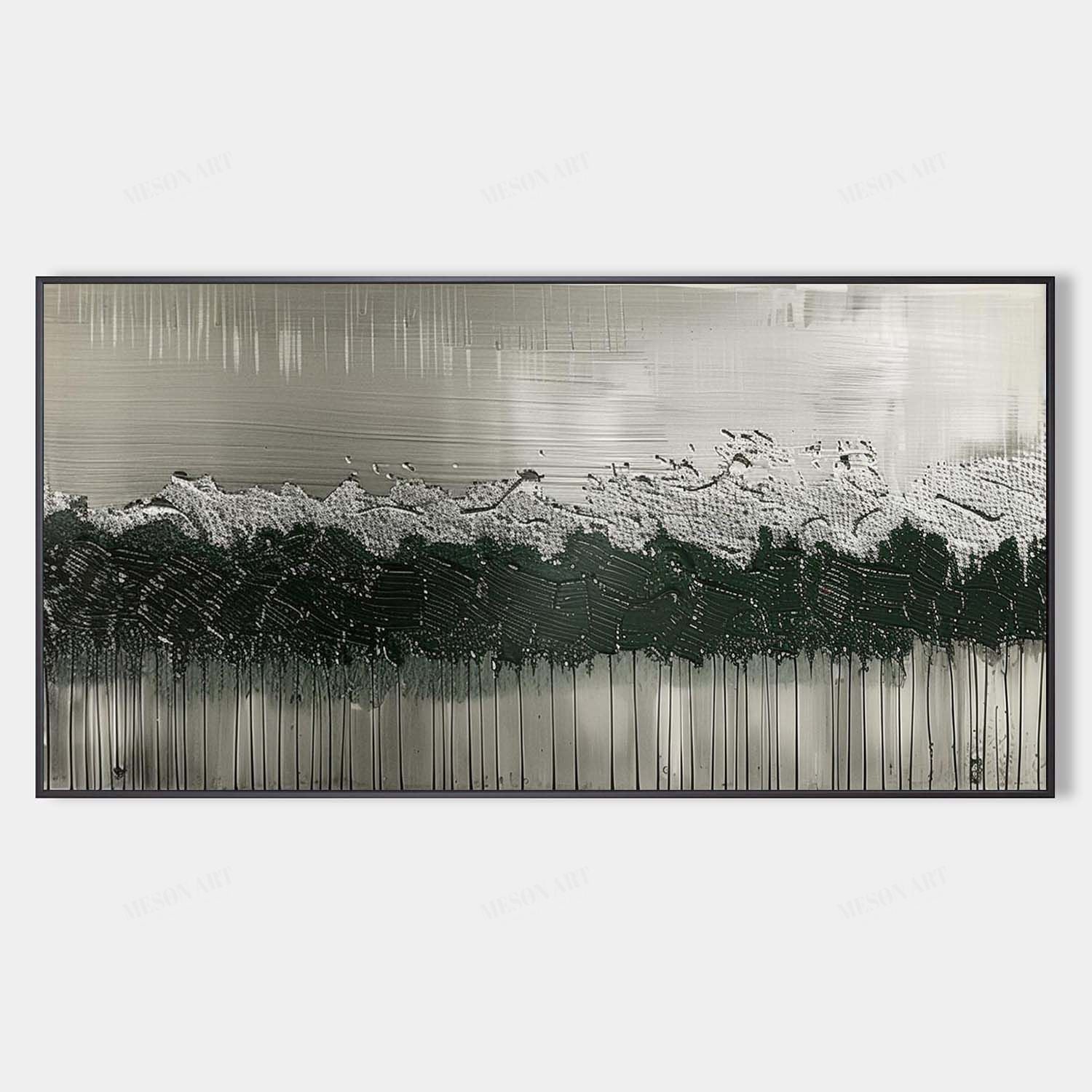 Large Silver and Black Abstract Art for Sale Silver and Black Abstract Canvas Wall Art Silver and Black Abstract Texture Painting