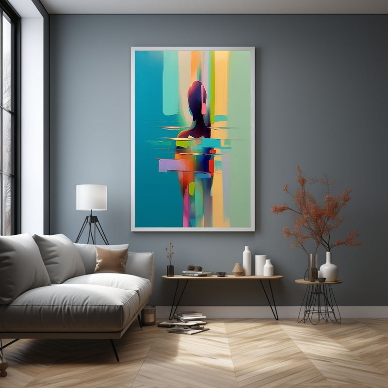 Colorful Abstract Woman Back View Canvas Art Palette Wall Art Entrance Abstract Decor Wall Painting