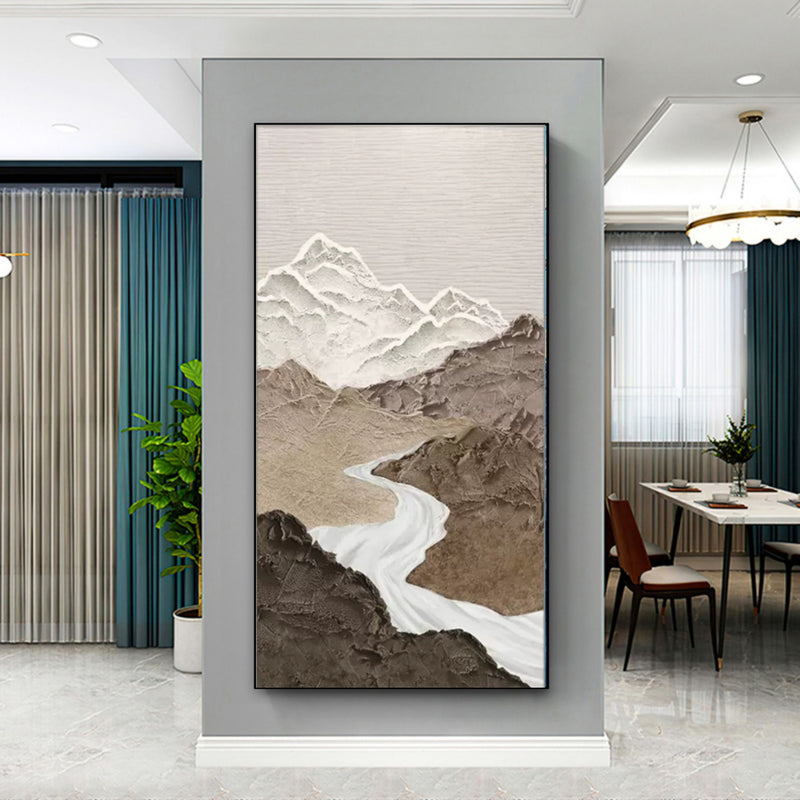 Large 3D Brown Abstract Textured Acrylic Painting Abstract Landscape Wall Art Wabi Sabi Wall Decor