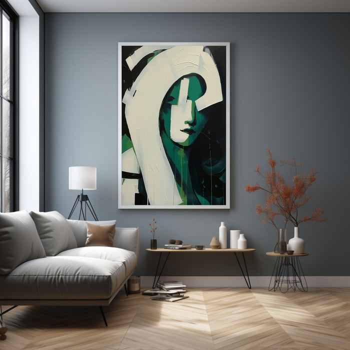 Green Abstract Nameless Woman Oil Painting Green Abstract Girl Canvas ...