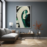 Green Abstract Nameless Woman Oil Painting Green Abstract Girl Canvas Art Green Texture Painting