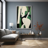 Green and White Abstract Canvas Art Green and White Minimalist Oil Painting Green Wall Art Decor