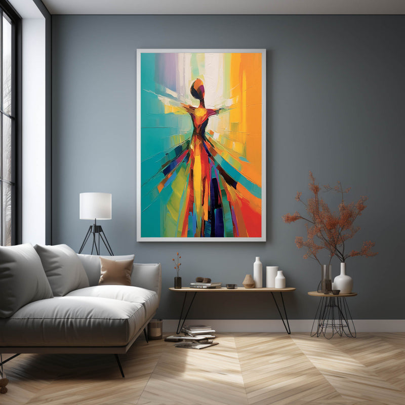 Large Abstract Oil Painting of Dancing Girl Dancing Girl Art on Canvas Dancing Girl Canvas Wall Art