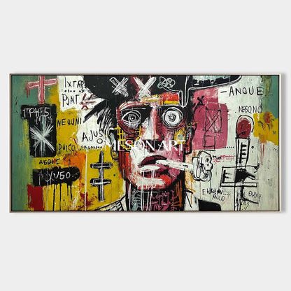 Large Abstract Neo Expressionism Portrait Painting Modern Home Decor