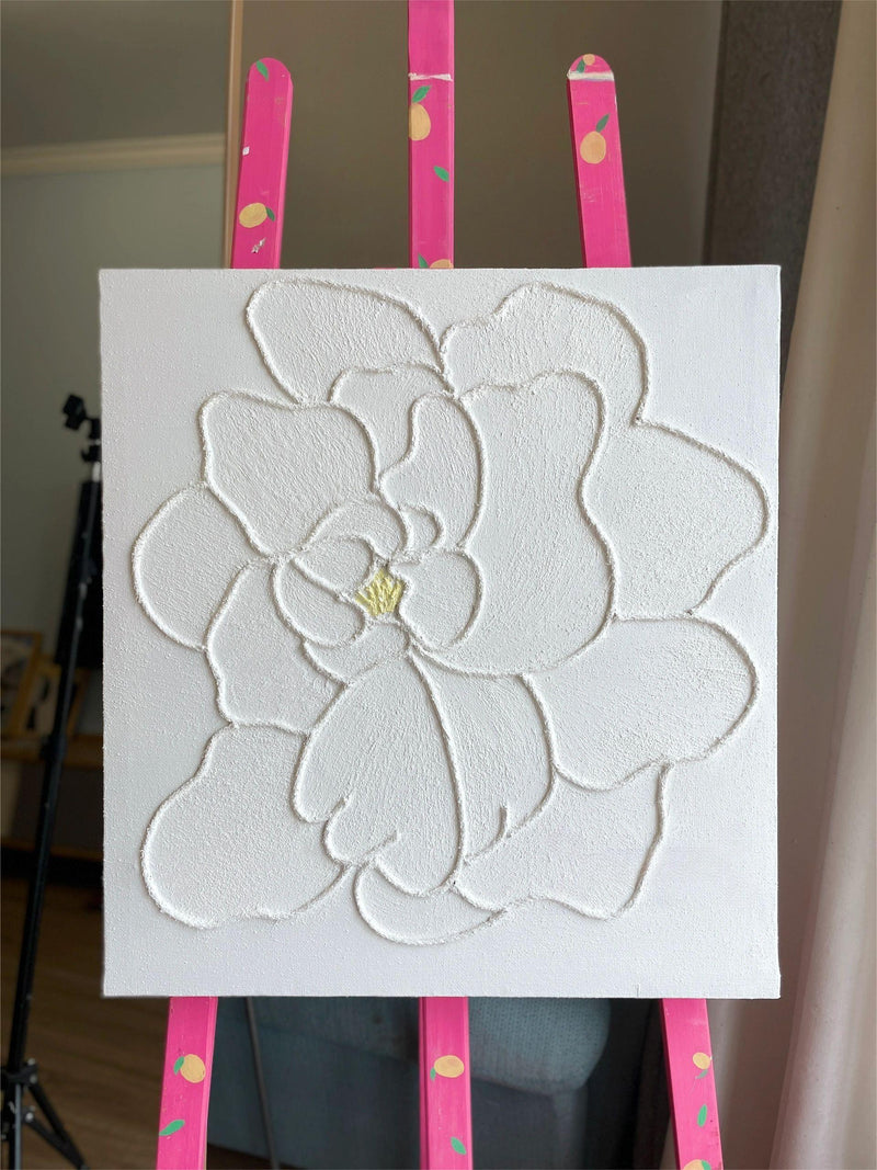 White Flowers Plaster Art White Peony Flowers Paintings For Sale Plaster Painting On Canvas