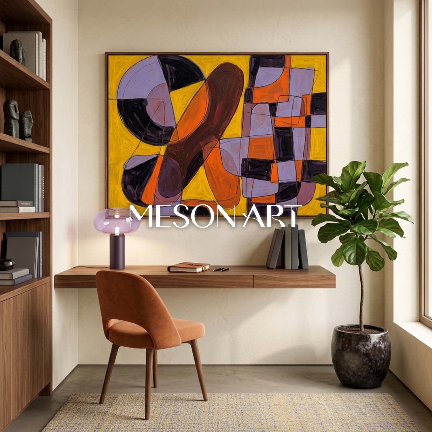Contemporary Abstract Art With Bold Yellow And Black Geometry For Modern Living