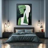 Green and White Girl Oil Painting Green and White Abstract Art on Canvas On Sale Minimalist Wall Art