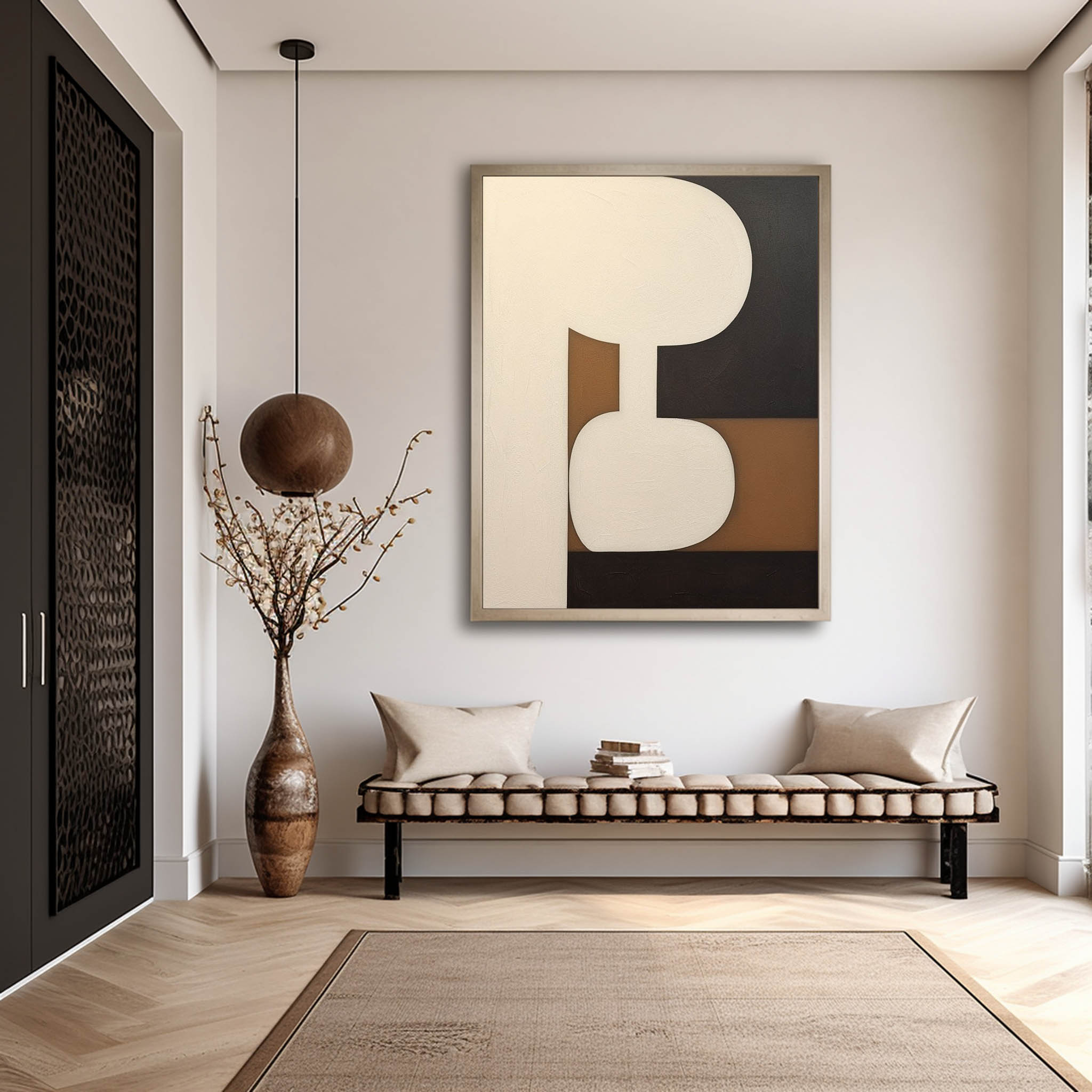 Beige Abstract Art Canvas Large Beige Minimalist Wall Art Decoration Beige Minimalist Oil Painting