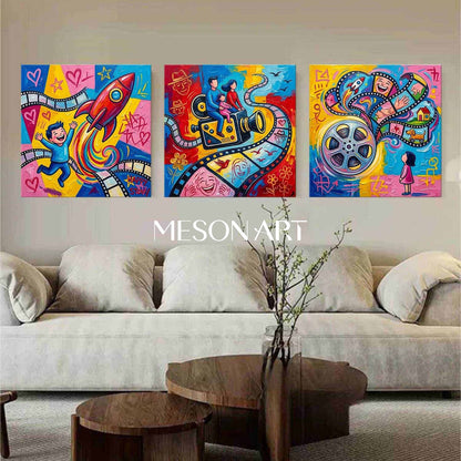 Family Artwork Contemporary Art Kids Wall Art Abstract Pop Art original artwork