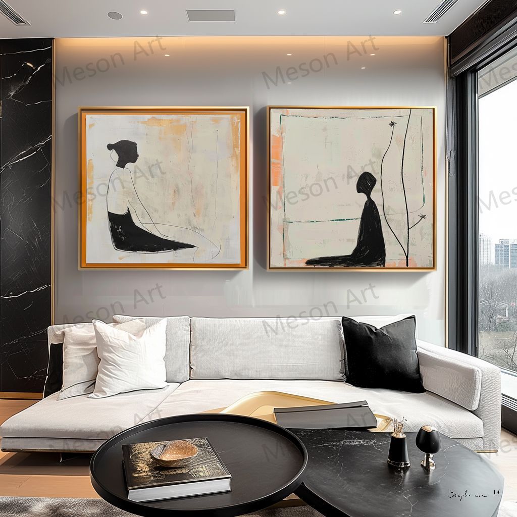 Modern Minimalist Art Set Of 2, Minimalist Abstract Art For Couples, 2 ...
