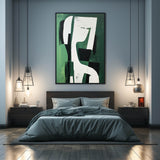 White and Green Minimalist Abstract Oil Painting White and Green Minimalist Canvas Wall Art for Sale