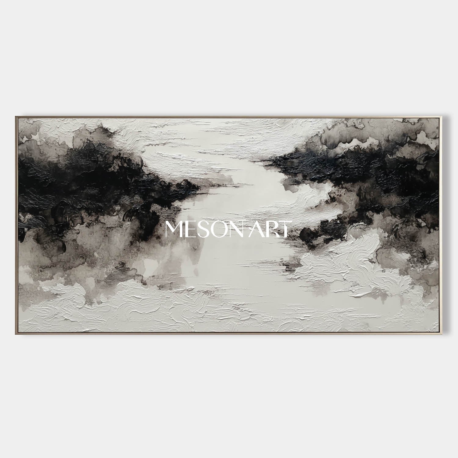 Shop BIg Original Black White Wabi-Sabi Impasto Framed Canvas On Sale