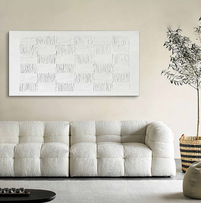 Large White Textured Painting White Textured Art Canvas White Plaster Canvas Painting Wabi Sabi Art