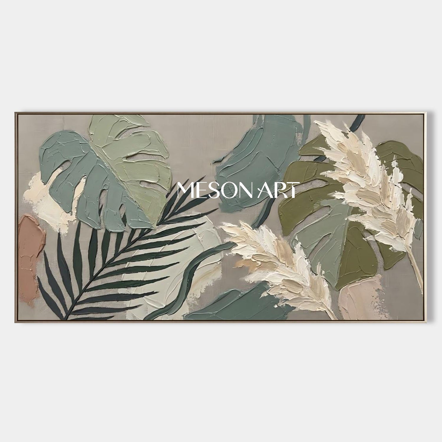 Sage Green Wall Art Boho Wall Decor Botanical Canvas Painting Neutral Home Decor