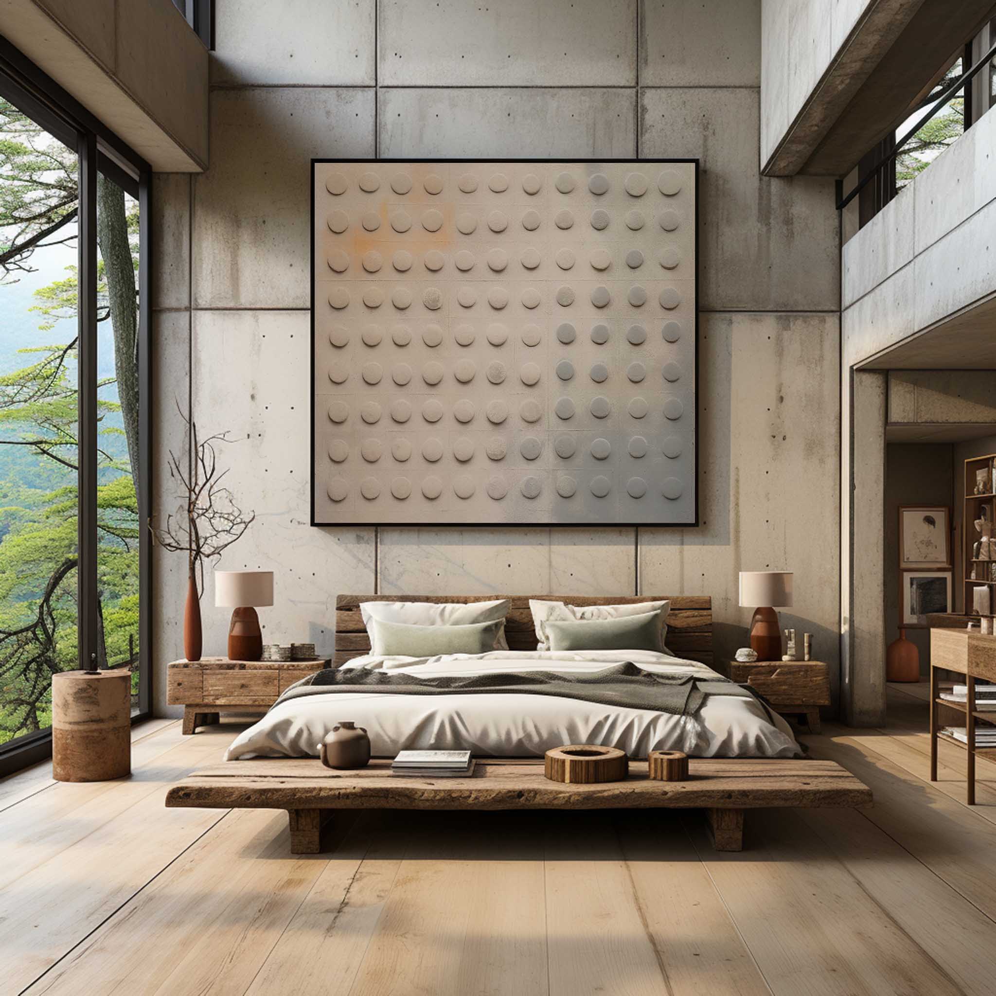 Large 3D Khaki Textured Wall Painting Wabi-Sabi Art Canvas Khaki Abstract Art on Canvas for Sale